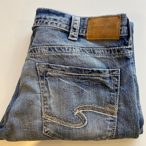 Silver Jeans Co. Eddie Mens relaxed fit lightweight Denim Jeans size 36 raw hems - Picture 5 of 10